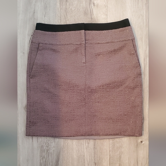 💚5/$25 LOFT Jaquard Textured Above The Knee Black & Taupe Skirt Size 0 XS - Picture 1 of 8